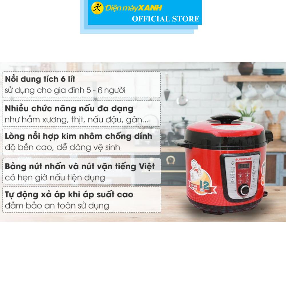 Nồi áp suất điện Sunhouse SHD 1767 6 lít - Hàng Chính Hãng