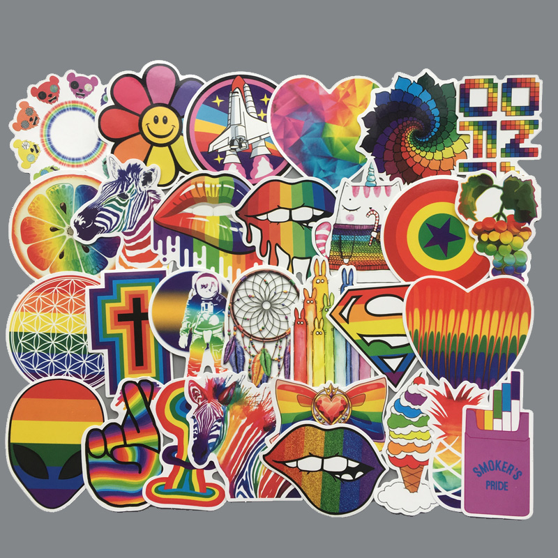 Set 60 sticker LGBT cầu vồng hình dán có ép lụa