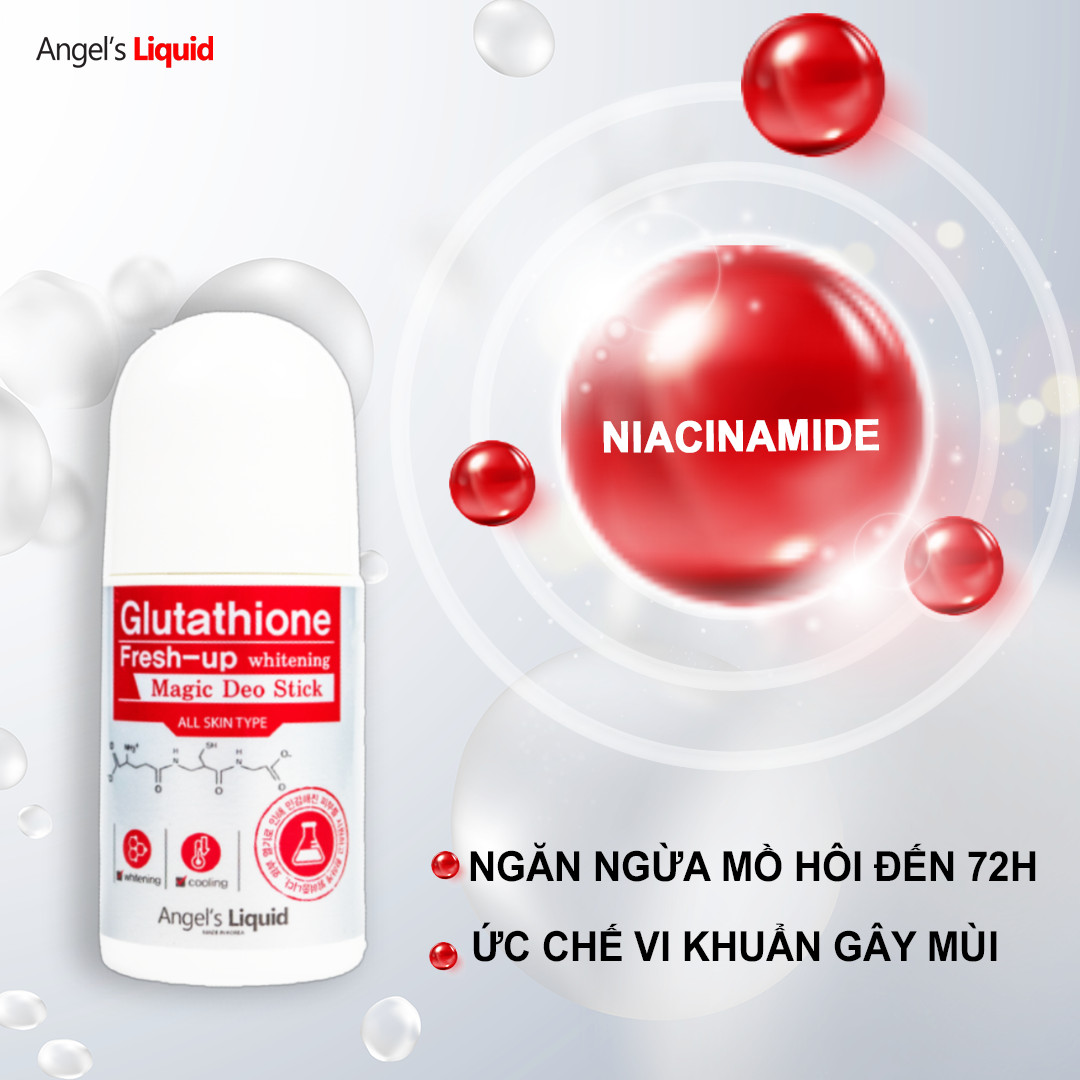 Lăn Khử Mùi, Dưỡng Trắng, Giảm Thâm Angel's Liquid Glutathione Fresh-Up Whitening Magic Deo Stick 60ml