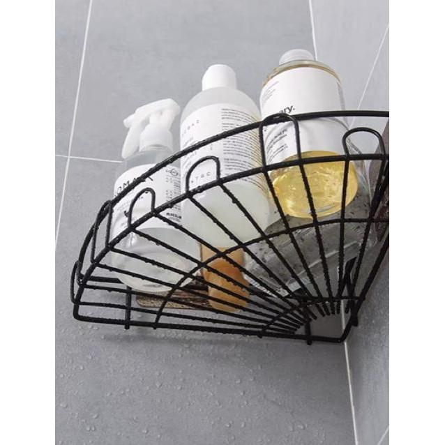 Kệ góc nhà tắm, kệ nhà bếp đen đẹp sơn tĩnh điện dính cường lực siêu chắc