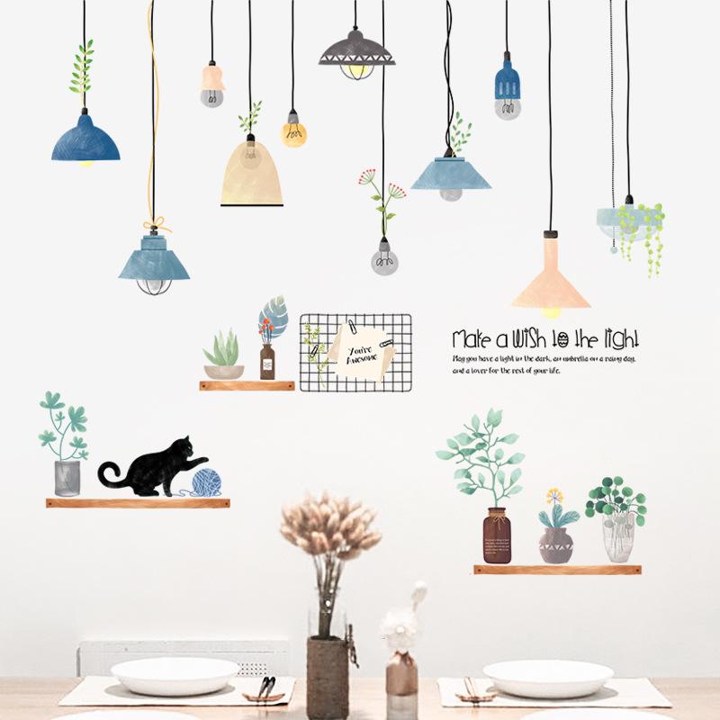 Sticker Dán Tường Họa Tiết Hình Chậu Cây Dùng Trang Trí Phòng Ngủ