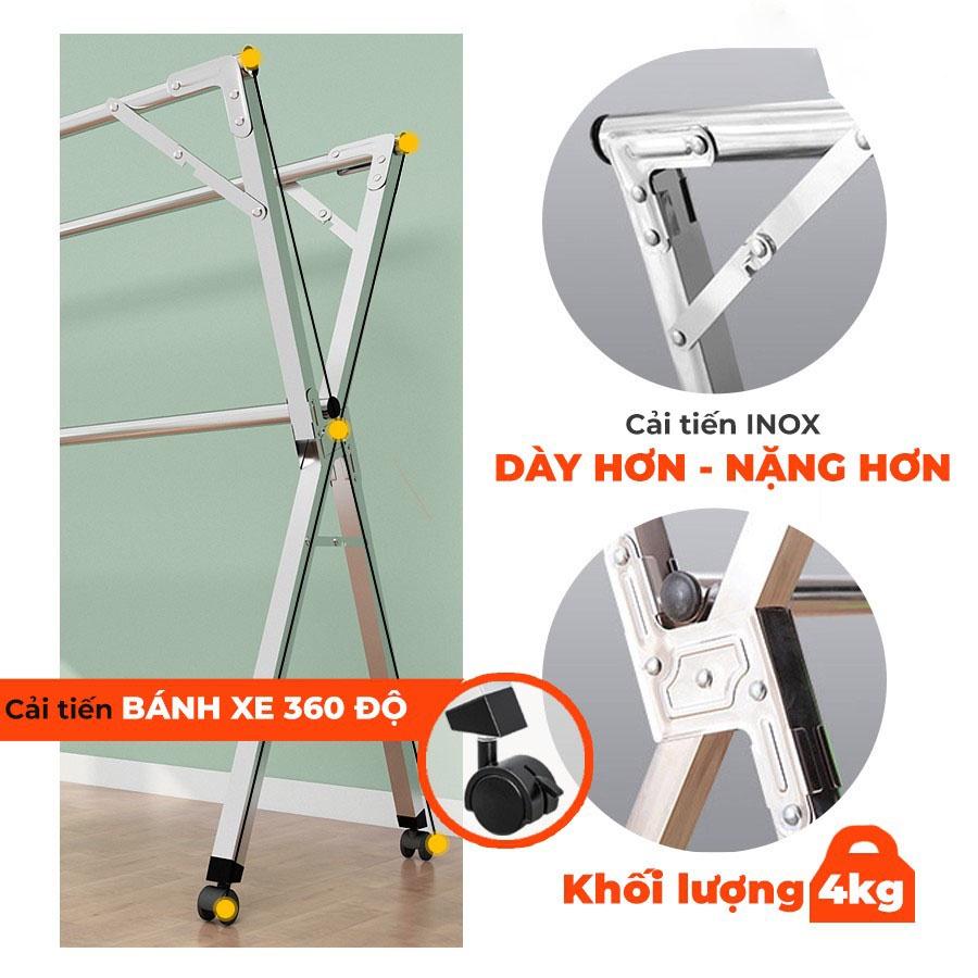 Sào phơi quần áo thông minh, cải tiến Bánh Xe, cây gấp gọn, giá giàn phơi có quà tặng móc chống bay