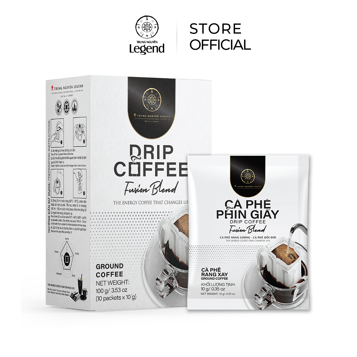 Cà Phê Rang Xay Phin Giấy – Trung Nguyên Legend - Fusion Blend-Hộp 10gói