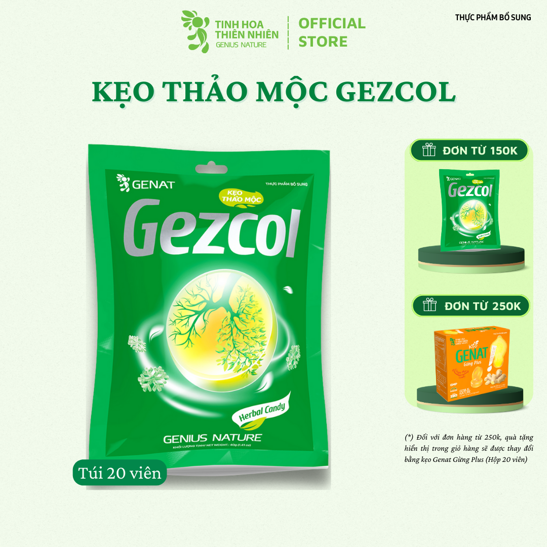 Kẹo thảo mộc Gezcol (Túi 20 viên) - Genat