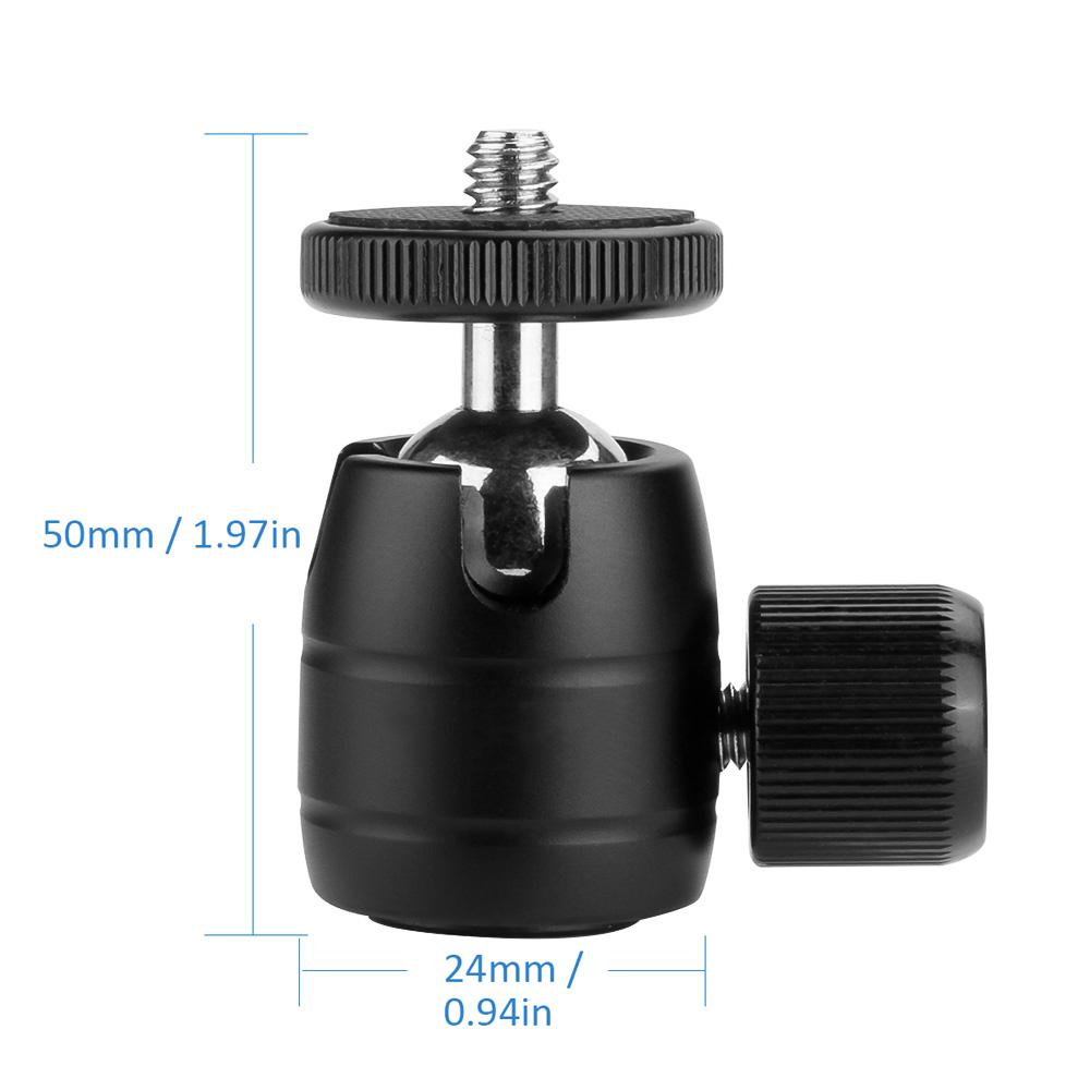 Đầu bi kim loại nhỏ 1/4 Giá treo vít 360 ° Phụ kiện chân máy