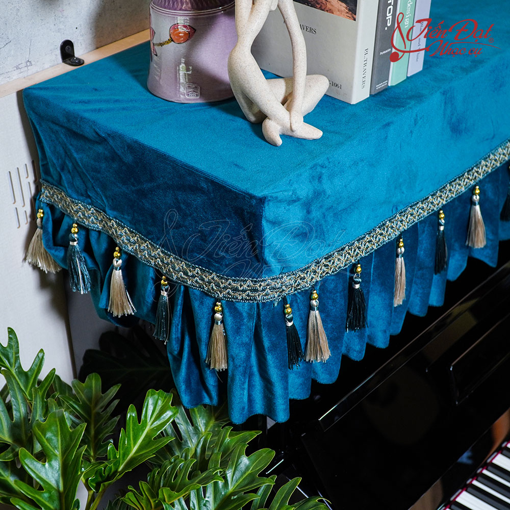 Khăn Phủ Đàn Piano Nhung Xanh Cao Cấp KU-031