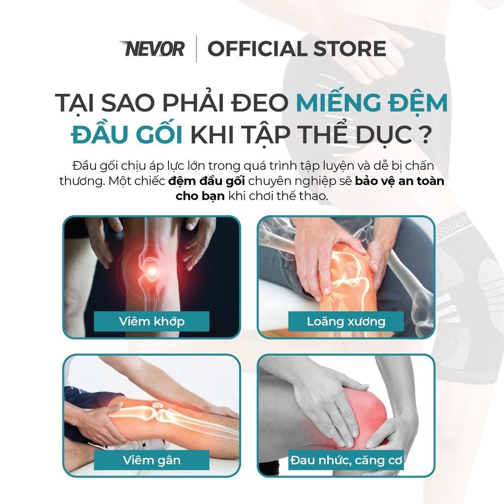 Băng đầu gối Nevor BDG04 có đai quấn tuỳ chỉnh giúp bảo vệ khớp gối, giảm thiểu căng cơ, chấn thương dây chằng.