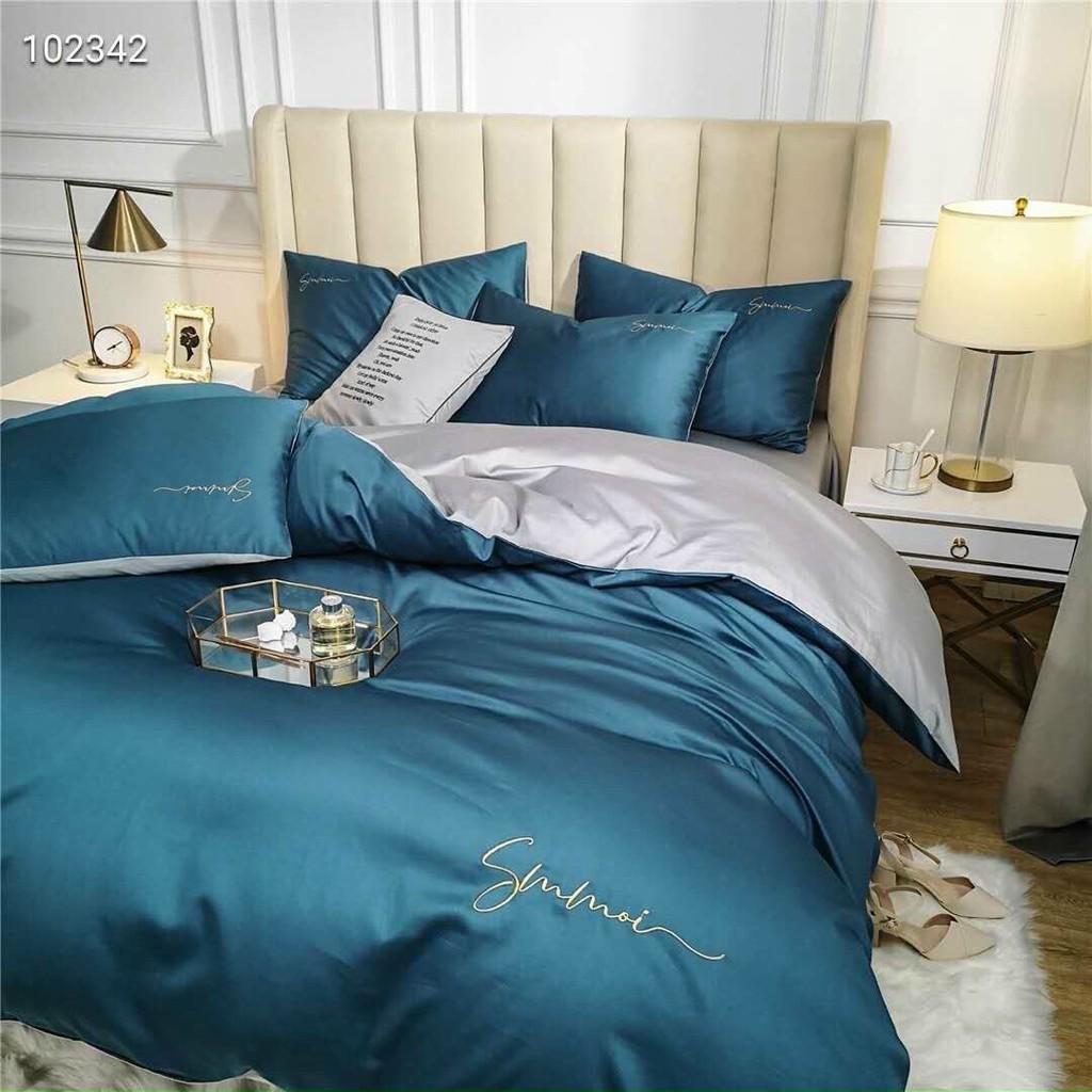 Set 5 Món Vỏ Chăn Ga Gối Tencel 40s SUMOI - Xanh Cổ Vịt