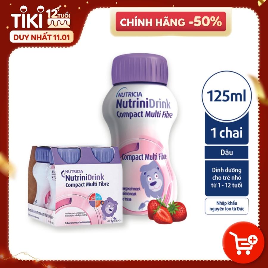 Sữa nước NutriniDrink Compact Multi Fibre hương dâu (lốc 4 chai)