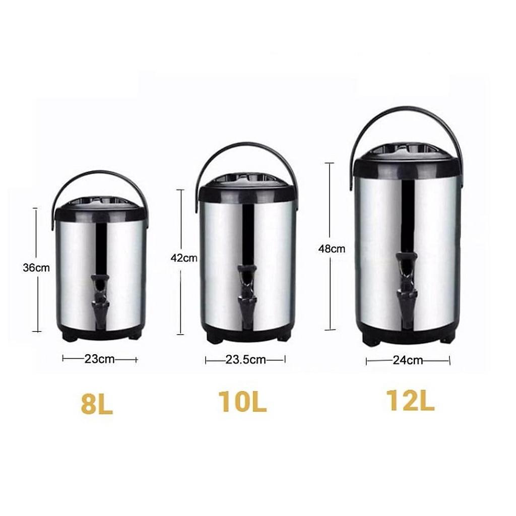 Bình Ủ Trà Giữ Nhiệt Inox 304 Có Vòi Bấm Nước- Dung Tích 8-12 L - Hàng Loại 1