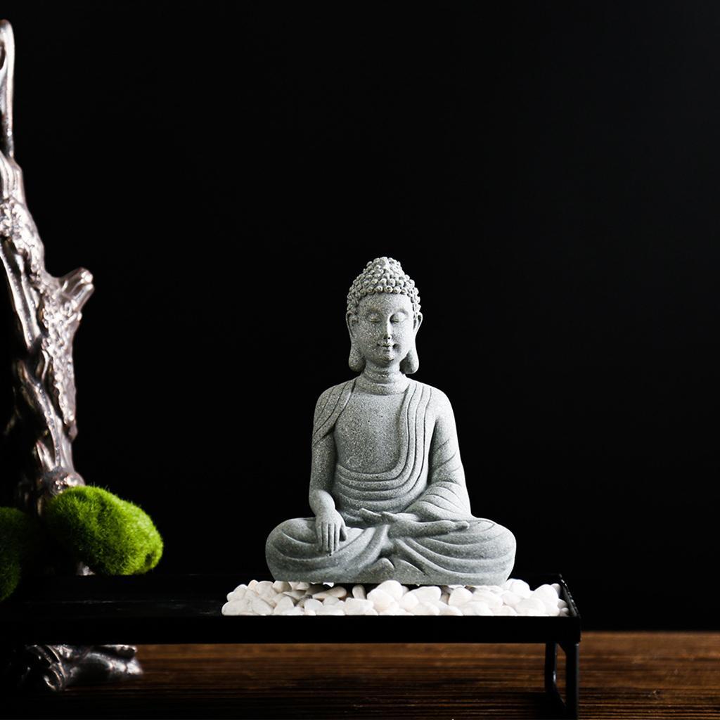 2X Buddha Statue Zen Decorative Figurine Home Docor Small Meditating Buddha