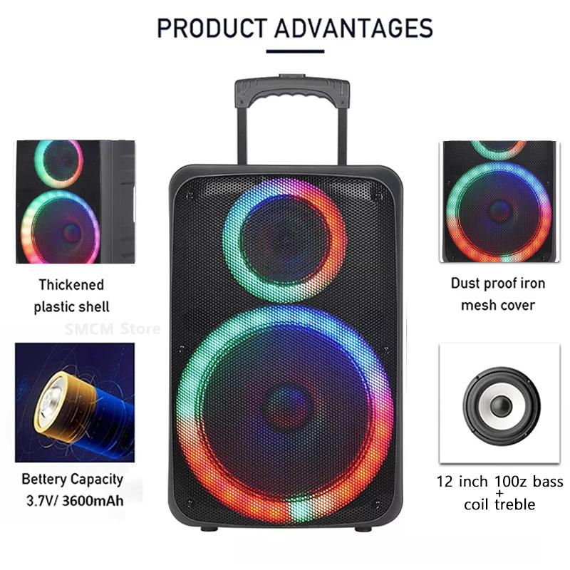 Đỉnh công suất 1500W Super Large Outdoor Loa loa 12 inch 40W Power Party Party với âm thanh điều khiển từ xa micro với micrô Color: 8 inch NDR-2680