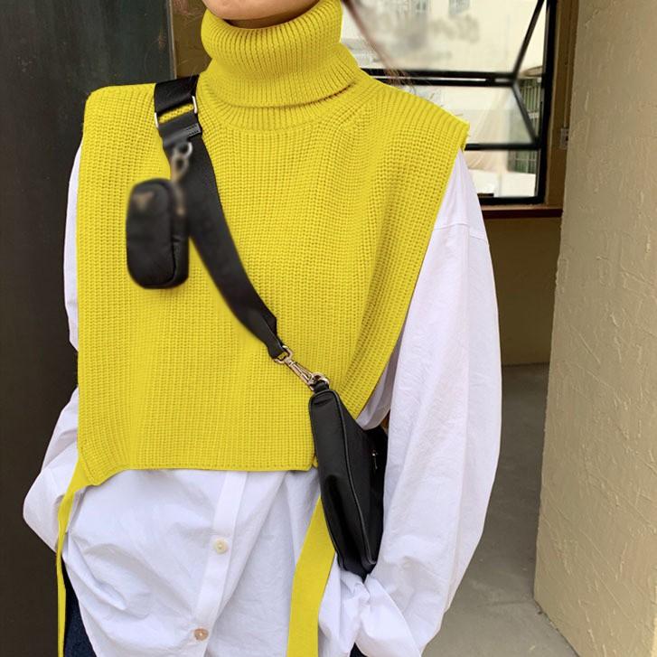 Áo Sweater Dệt Kim Không Tay Cổ Cao Thanh Lịch Cho Nữ