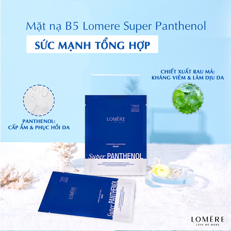 Mặt nạ B5 phục hồi và dưỡng trắng da Lomere Super Panthenol Mask 23g