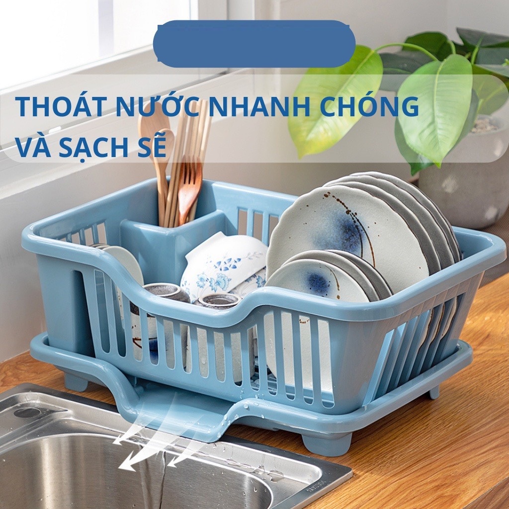 Rỗ úp chén dĩa, có khay để ống đũa, có khay hứng nước - khay úp chén MẪU MỚI