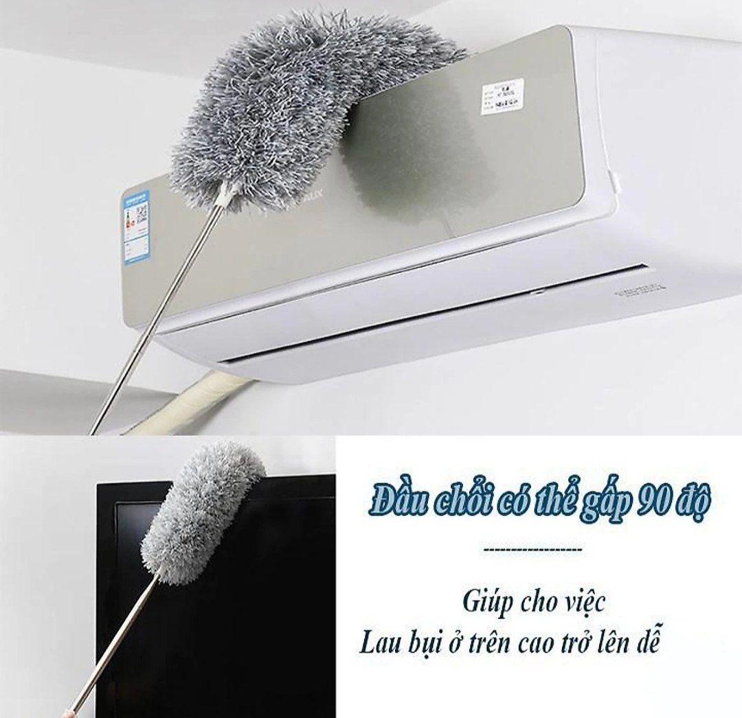 Chổi Quét Trần Nhà, Chổi Phất Trần Có Cán Điều Chỉnh Độ Dài Quét Mạng Nhện, Lau Chùi Bụi Bẩn Trên Cao Tiện Dụng