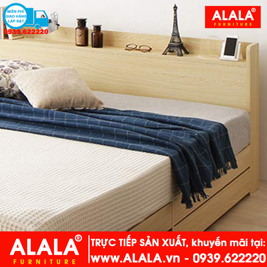 Giường ngủ ALALA01 (1m4x2m) gỗ HMR chống nước - www.ALALA.vn® - Za.lo: 0939.622220