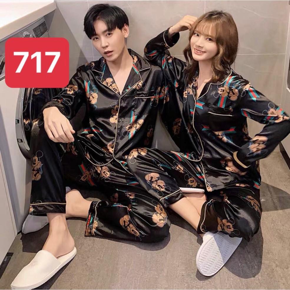 Bộ đồ ngủ Pijama lụa Satin sang trọng cho các cặp đôi - Bộ đồ đôi nam nữ (hàng có sẵn)