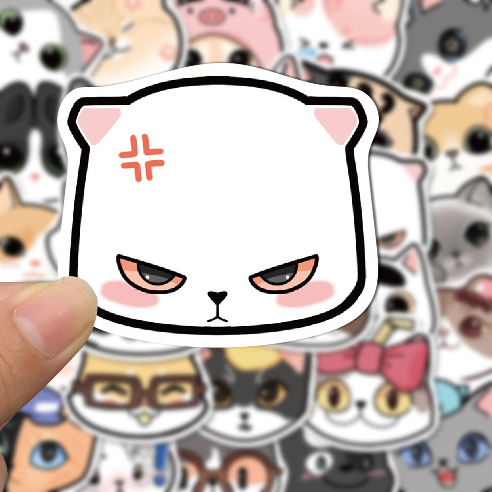 Sticker mèo cute hoạt hình cute trang trí mũ bảo hiểm,guitar,ukulele,điện thoại,sổ tay,laptop-mẫu S31