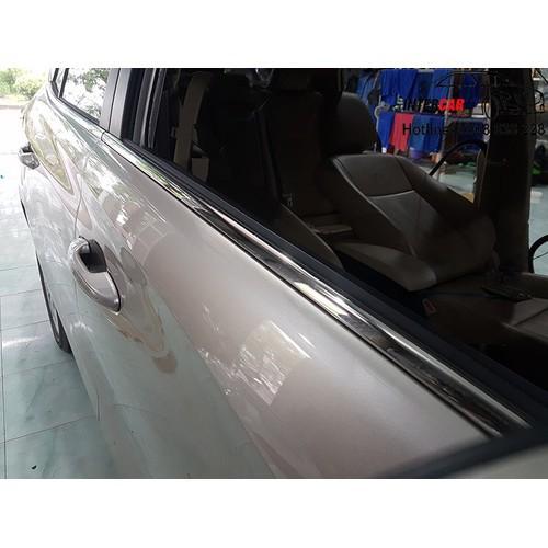 Nẹp chân kính xe dành cho Toyota Vios 2019-2020-2021 - Inox Sáng bóng