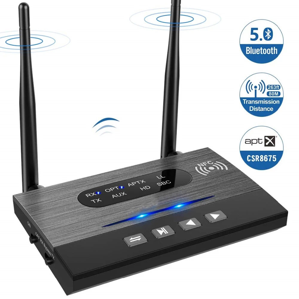 Bộ thu phát bluetooth 5.0 B22 bộ chuyển đổi âm thanh NFC quang học APTX-HD ll 3.5mm RCA AUX cho TV tai nghe. Bluetooth Receiver Transmitter For TV PC Aptx HD LL Low Latency Spdif Optical 3.5mm AUX Jack RCA BT 5.0 Audio Wireless Adapter