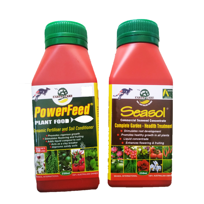 Cặp phân đạm cá cao cấp Power feed 14-1.4-9 + Seasol rong biển nhập khẩu Australia cải tạo đất có chứa các nguyên tố vi lượng, cá và chất mùn. Gia tăng màu sắc cho hoa, quả và lá.