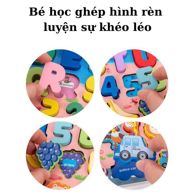 Đồ chơi giáo dục sớm cho bé bằng gỗ 7 trong 1 bảng học chữ số đếm câu cá Bc05