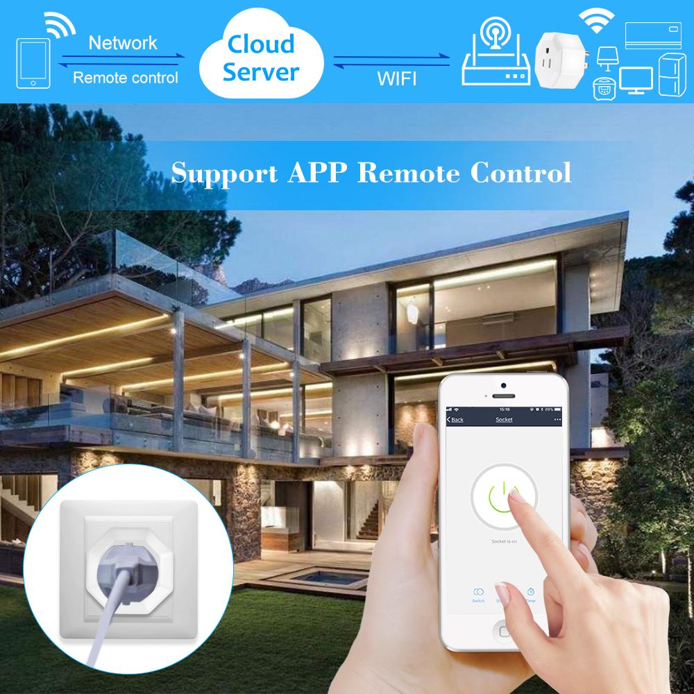 4PCS Wireless WIFI Smart Plug US Outlet WI-FI Socket Charging Adapter Smart Home Power Plug Remote Control Via Phone App Smart Timer Compatible with for Amazon Alexa and for Google Home/Nest IFTTT For TP-Link