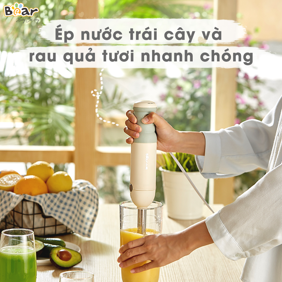 Bộ Máy Xay Bear Đa Năng Xay Ăn Dặm, Xay Cháo, Xay tỏi ớt, Đánh Trứng Cầm Tay Tiện Lợi - JBQ-B50E1