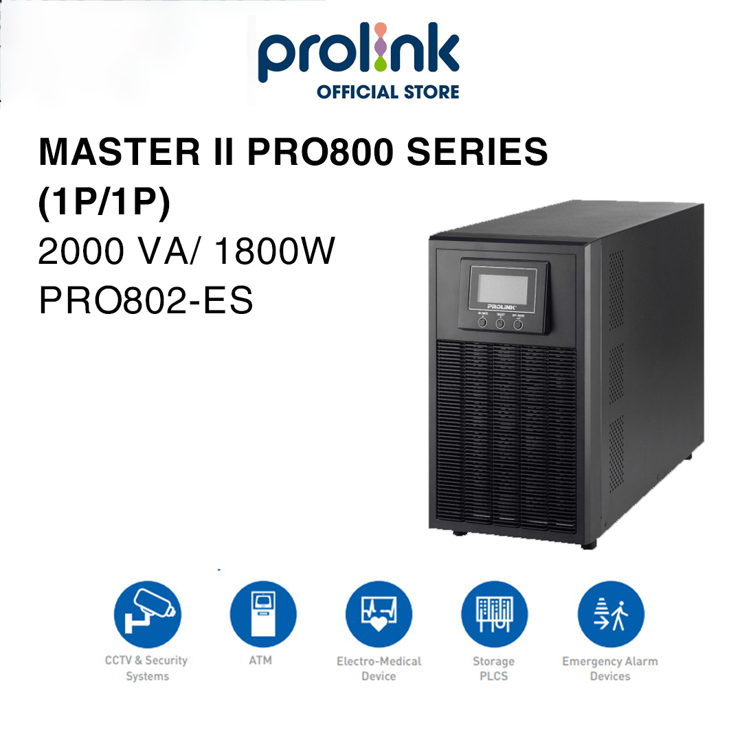 Bộ lưu điện UPS PROLINK Online PRO802ES (2000VA/1800W) dùng cho hệ thống Workstation, Server, CCTV, ATM - Hàng chính hãng