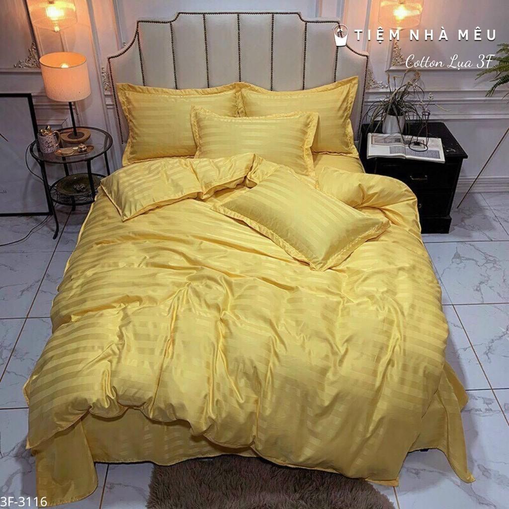 Bộ Chăn Ga Gối Cotton 3F m6/m8/2m -Tiệm Nhà Mêu Set 4 Món Hoạ Tiết Kẻ Mờ Chuyên Dùng Cho HOMESTAY - KHÁCH SẠN