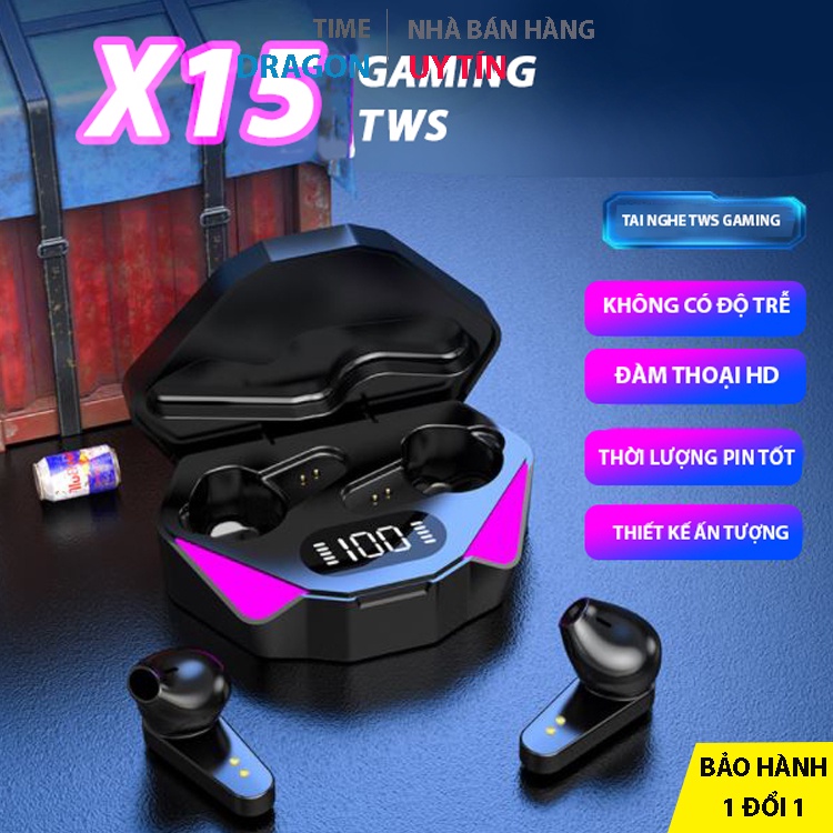 Tai nghe gaming X15 - Pin 4h - Cảm biến chạm - Tự động kết nối - Âm thanh nổi - Bluetooth 5.0 - Thiết kế thể thao - Hàng chính hãng