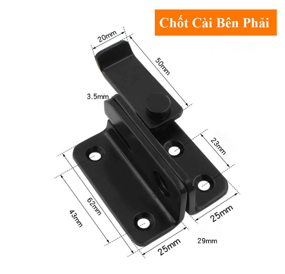 Chốt Khóa Cài Cửa Loại Lớn Có Lỗ Cài KUNBE Gài Cây Gạt Dày Dặn Chắc Chắn An Toàn Cao Cấp Tiện Dụng