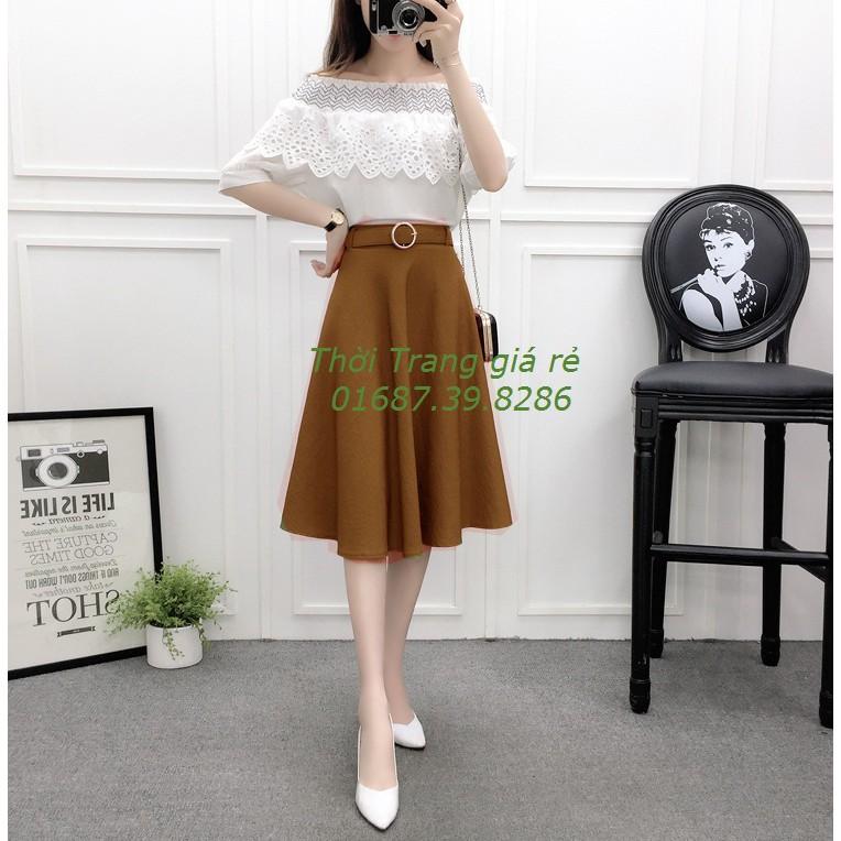 CHÂN VÁY XÒE KÈM BELT HOTTREND
