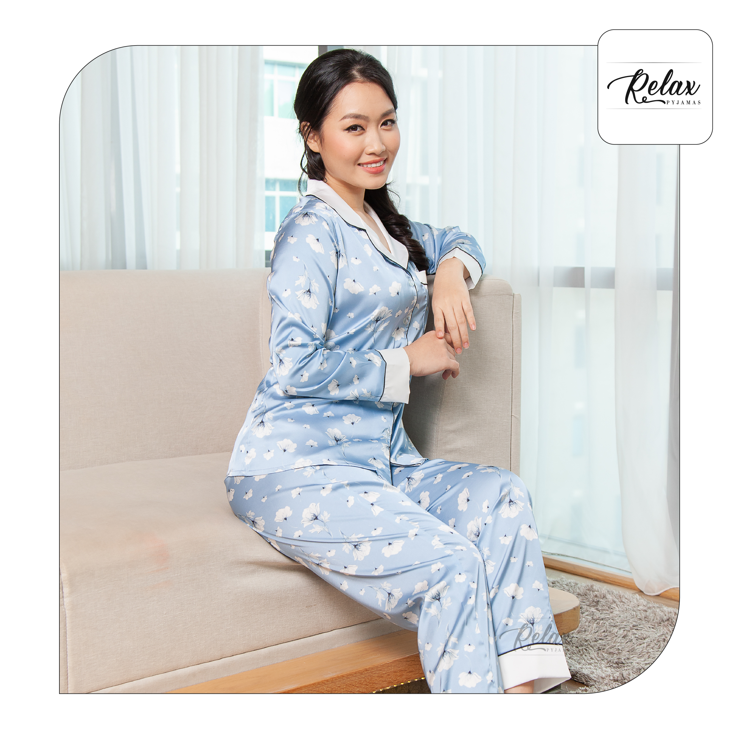 Đồ ngủ nữ pyjama tay dài quần dài họa tiết HW1004 đồ ngủ đẹp lụa Pháp cao cấp, mềm mịn - RELAX