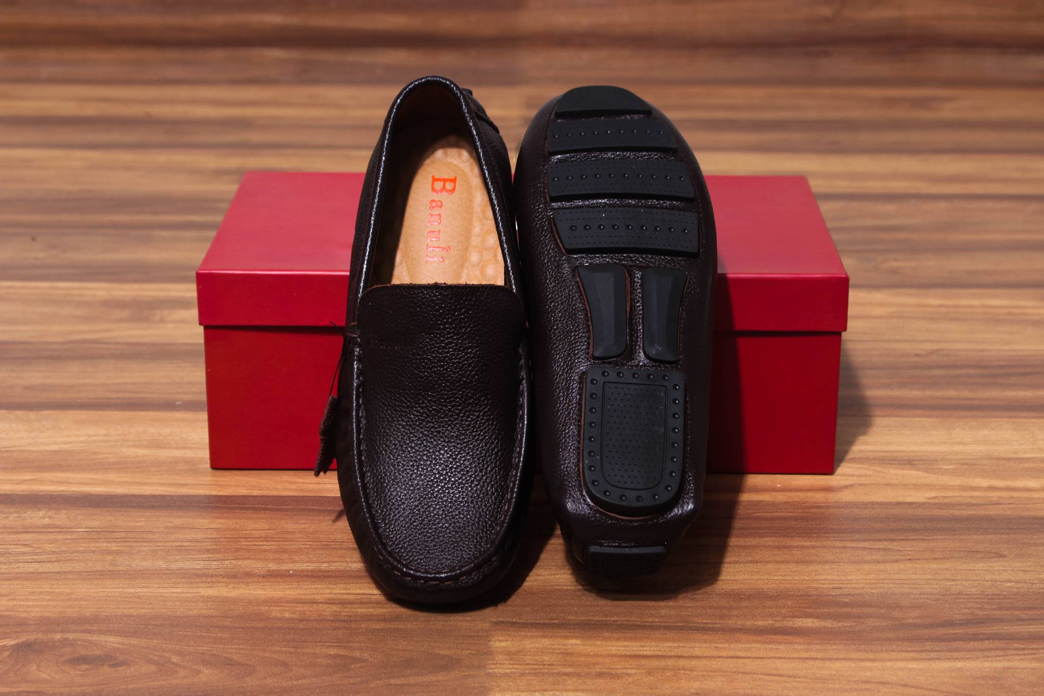 Giày Lười Da Nam BANULI C6ML1T0 - Da Bò Tumbled Siêu Mềm, Đế Khâu Moccasin Siêu Nhẹ