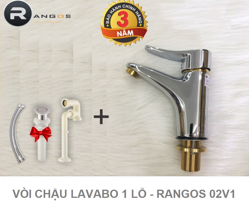 Bộ vòi chậu lavabo 1 lỗ Rangos RG-02V1