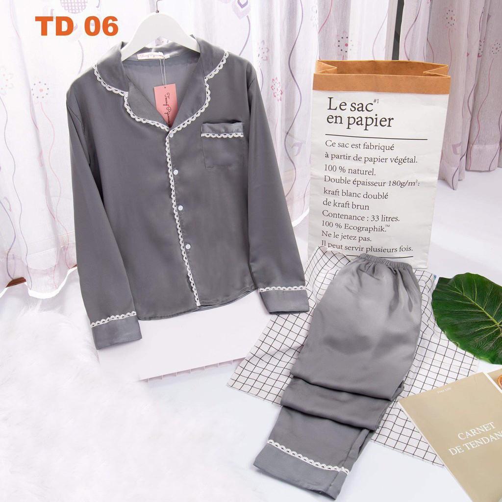 Đồ ngủ lụa ngọc trai tay dài - Bộ pajama dài tay