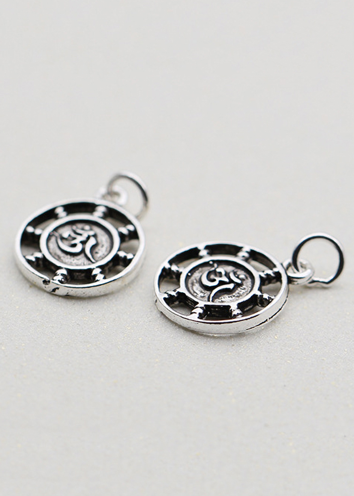 Combo 3 cái charm bạc hình bánh lái chữ phúc treo - Ngọc Quý Gemstones