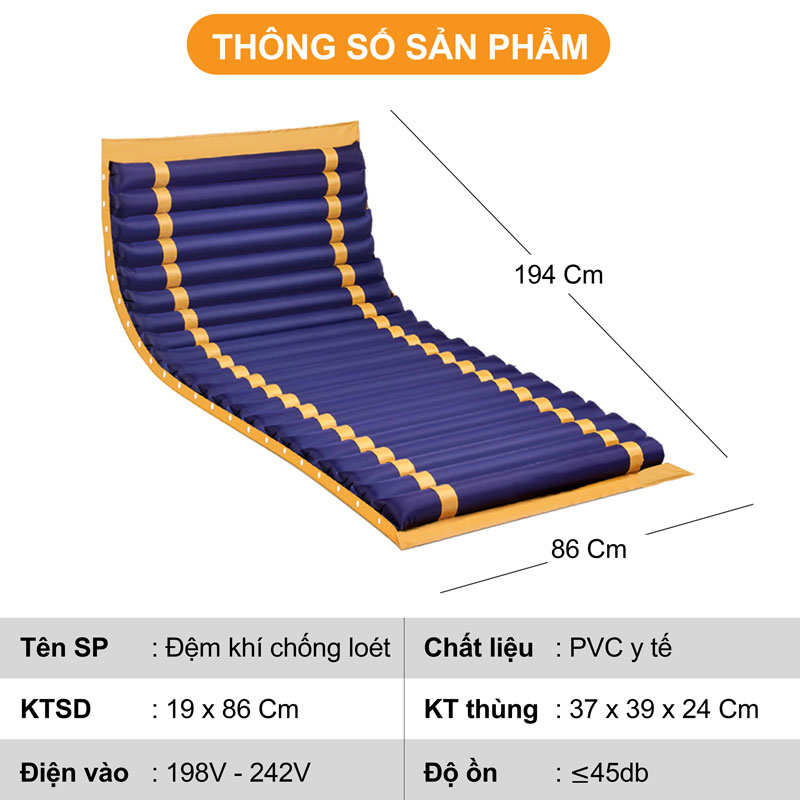 Đệm hơi chống loét, Nệm hơi chống loét NIKITA – hỗ trợ chăm sóc cá nhân, Máy bơm hoạt động êm ái, thoáng khí dễ chịu