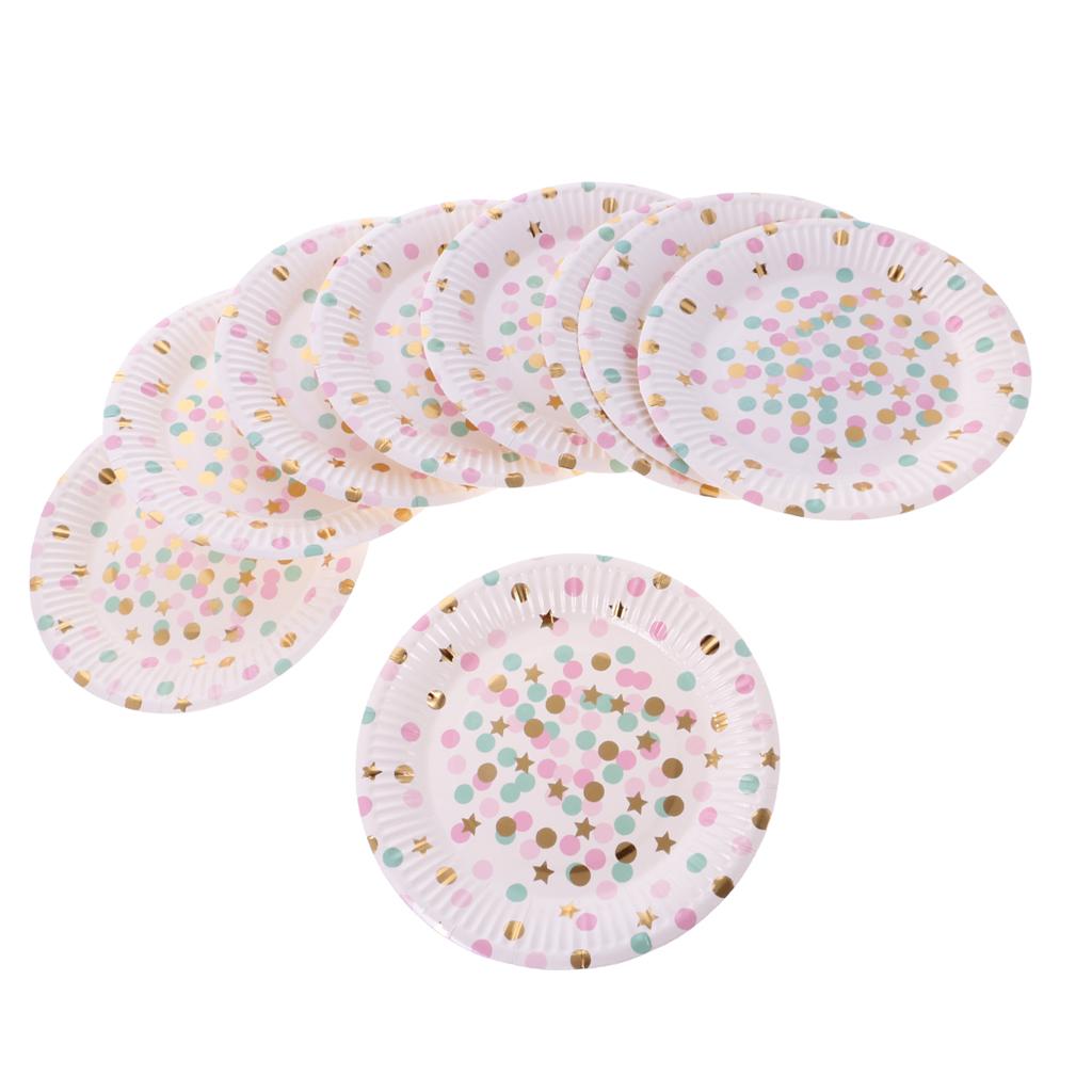 2x10x Dots Paper Party Set Plates Cups Birthday Wedding Bouquet Tableware 7" 4