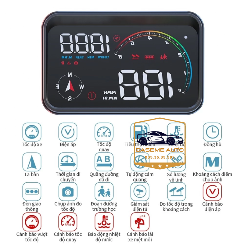 HUD M21/M24 – Thiết Bị Hiển Thị Tốc Độ Kính Lái, Cảnh Báo Giao Thông, OBD &amp; GPS - Hàng Nhập Khẩu