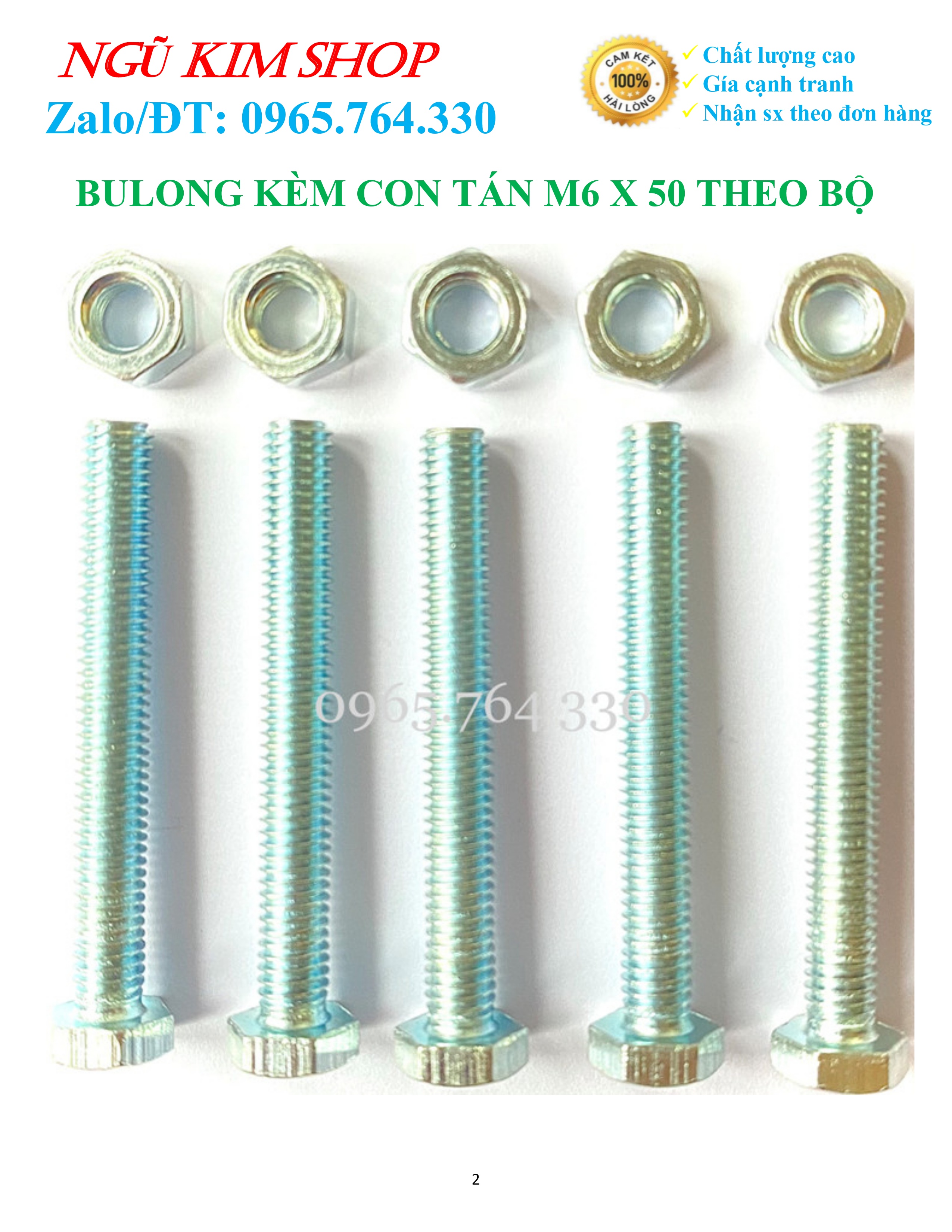 BULONG KÈM CON TÁN M6 x 50 THEO BỘ
