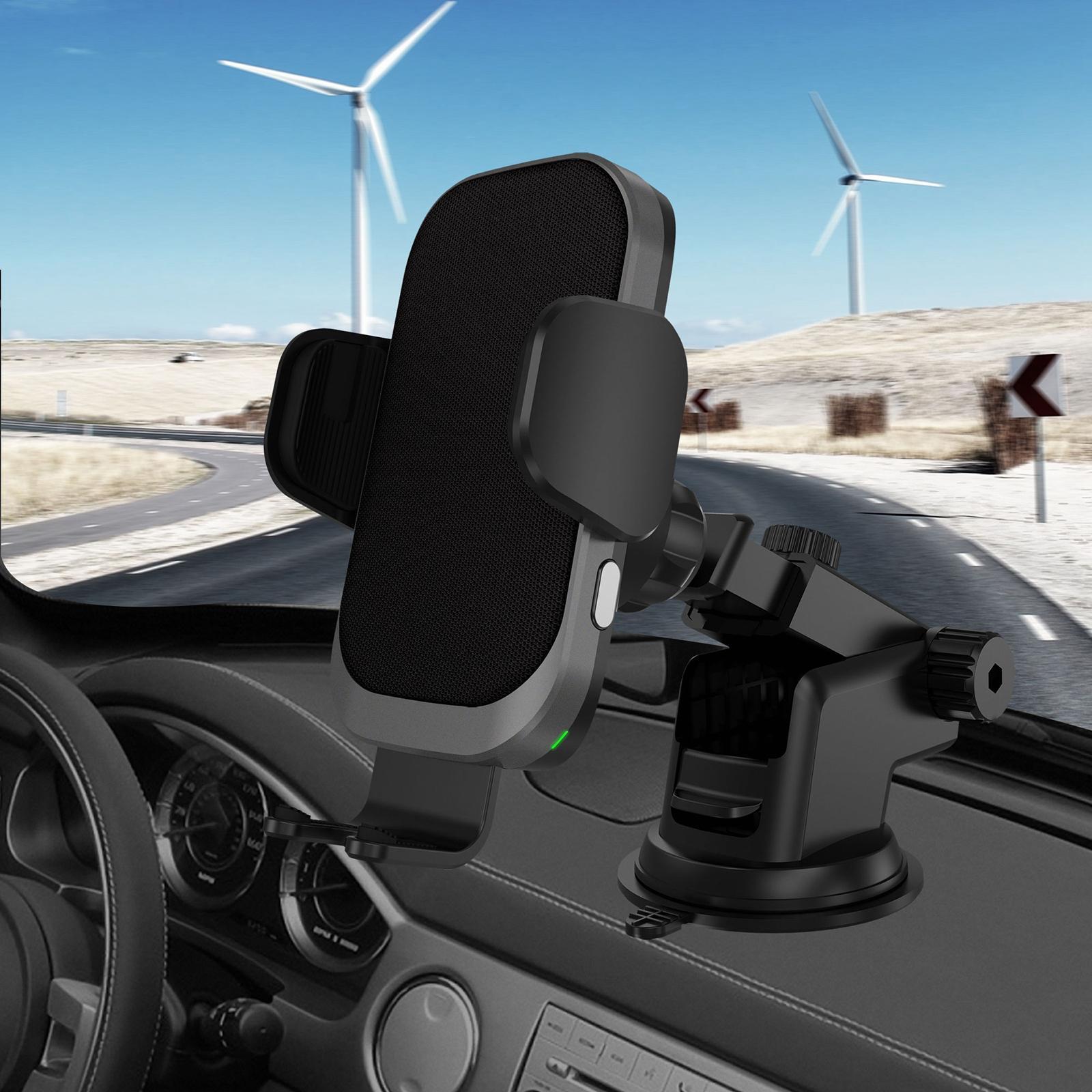 Wireless Car Charger Mount Auto-Clamping Qi 15W 10W 7.5W Phone Holder Black