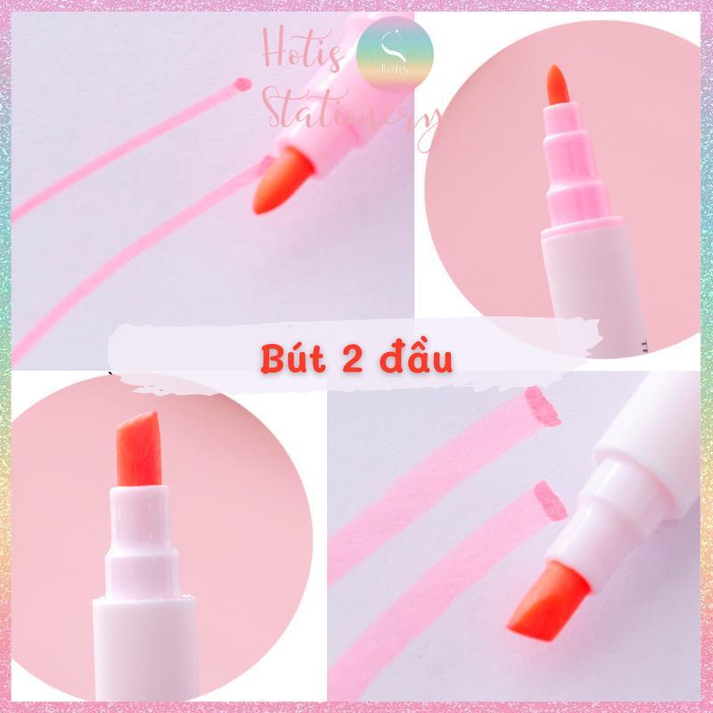 Bộ 6 bút highlight 2 đầu Light Color 6 màu siêu cưng