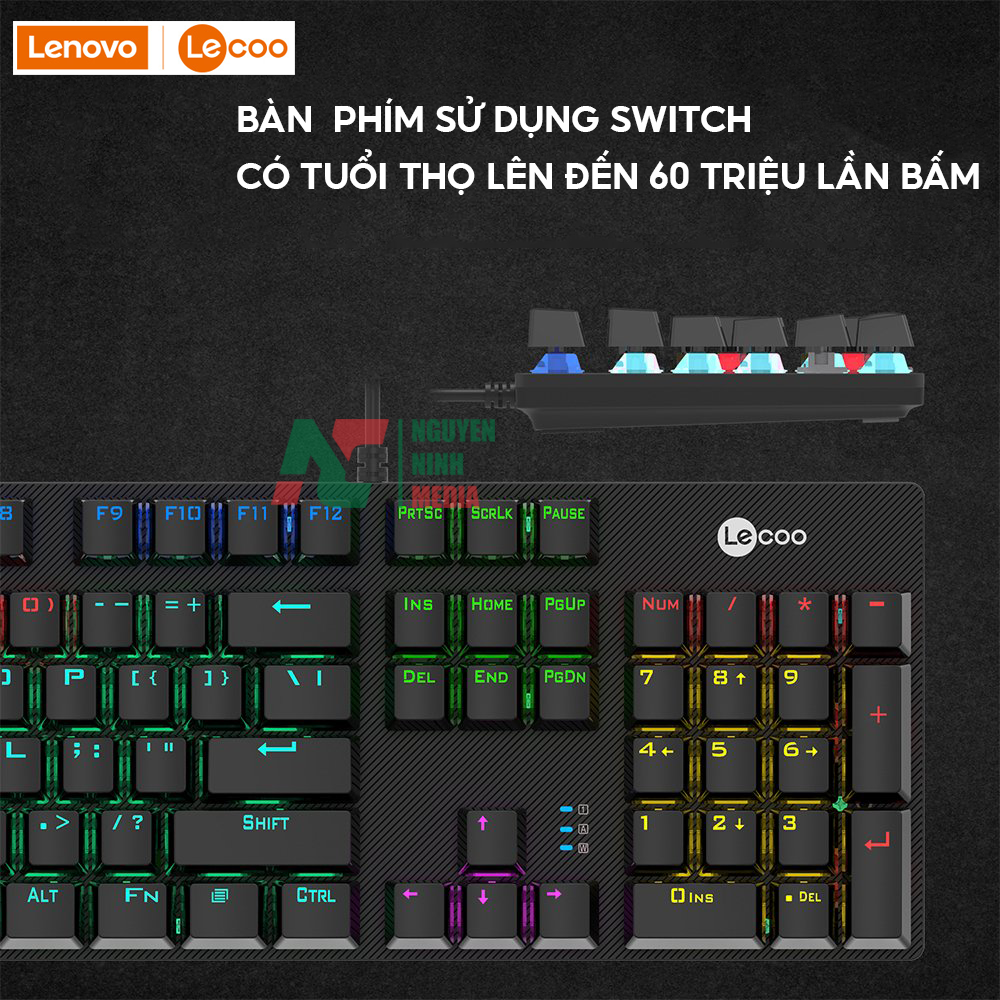 Hình ảnh Bàn Phím Cơ Gaming Lenovo Lecoo KG1101 Mutil LED (Blue Switch) - Hàng Chính Hãng