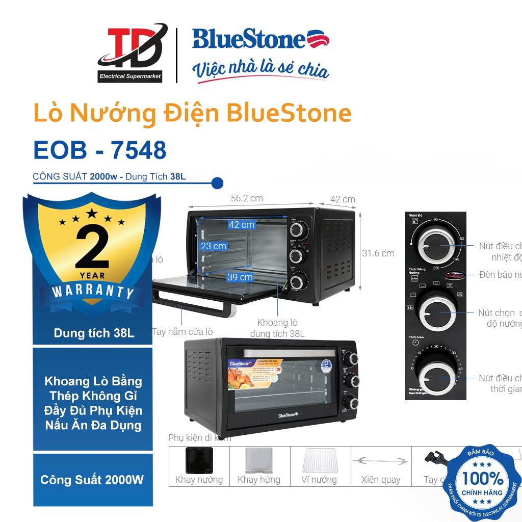 Lò nướng Bluestone EOB-7548, Dung Tích 38Lit Công Suất 2000W, Có Xiên Quay Khi Nướng, Hàng Chính Hãng