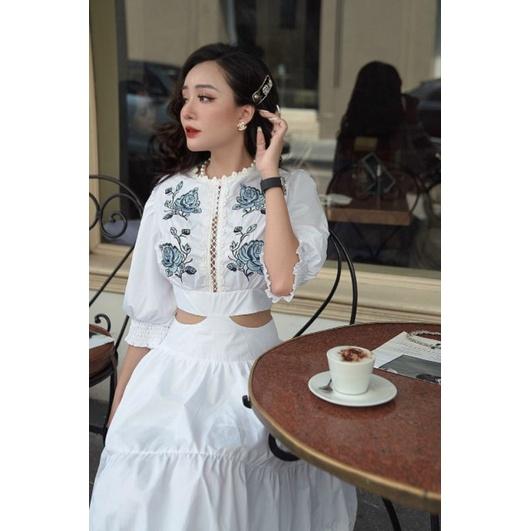 ĐẦM XOÈ THÊU HOA CAO CẤP