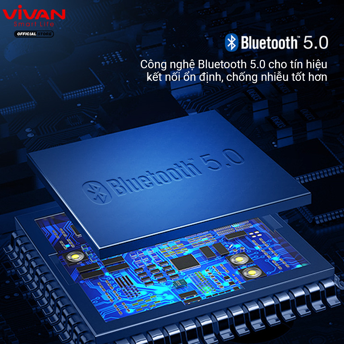 Tai Nghe Bluetooth 5.0 VIVAN CHAT100 Âm Thanh Micro HD - Thời Gian Đàm Thoại 6 Tiếng - Hàng Chính Hãng