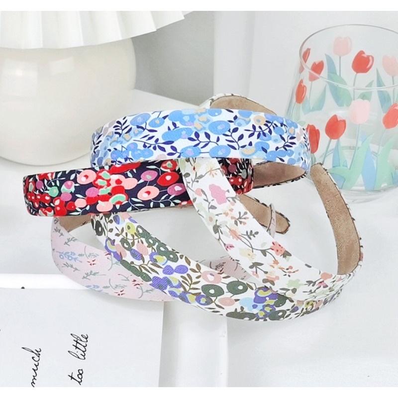 Băng đô cài tóc hoạ tiết hoa/ caro/ màu trơn phong cách Hàn Quốc dễ thương dành cho nữ